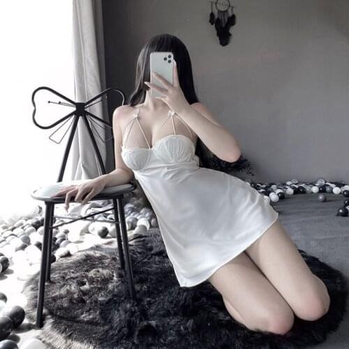 Women Plus Size Satin for Teen Girls Kawaii Set Women Sleep Tops Sexy Sleepwear Women Short Sleeve Ice Silk Dress