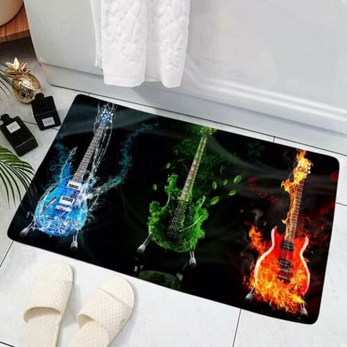 CLOOCL Guitar Art Carpet House Doormat Decor Print Floor Door Mat Non-Slip Soft Flannel Carpet for Hallway Bedroom Drop Shipping