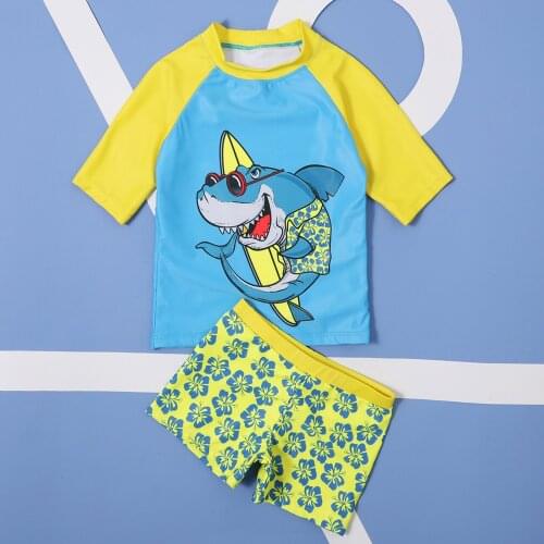 Summer Swimsuit Kids Boys Swimwear For Children 3 Pieces Splitted Child Bathing Clothes Shark Print Toddler Baby Swimming Suit