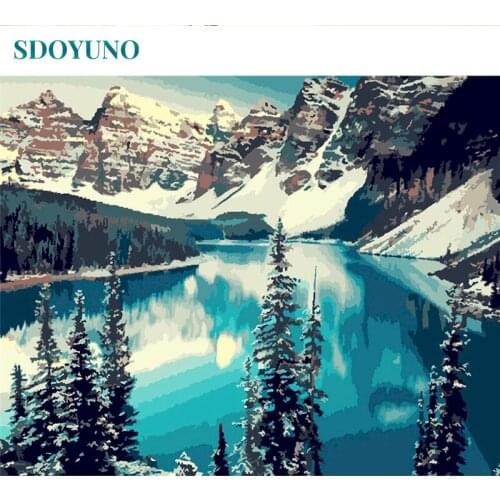 SDOYUNO Oil Paint By Numbers Mountain Scenery DIY 60x75cm Painting By Numbers On Canvas Frame Landscape Home Decor Gift