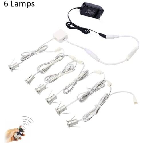 12V Mini Downlights Spotlights with RF Remote Control for Counter Cupboard Furnituure LED Puck Light Free Shipping
