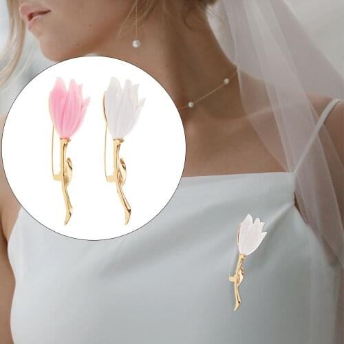 Fashion Women Jewelry Magnolia Flower Vintage Ornament Tulip Brooch Plant