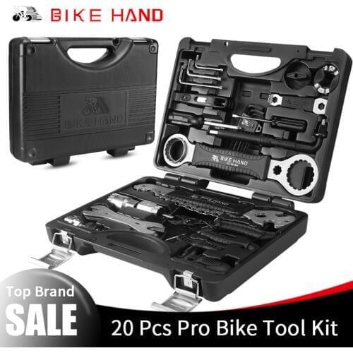 BIKE HAND 18 in 1 Bicycle Repair Toolbox MTB Tire Repair Tool Spoke Wrench Hex Screwdriver Kit Multifunction Repair Kit Tool