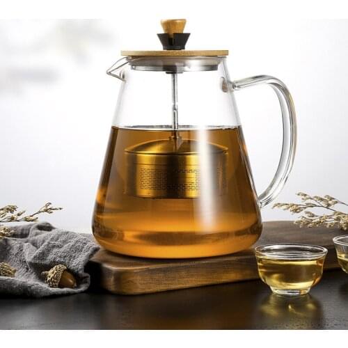 Stainless Steel Infuser Teapot Glass Filter Heat Resistant Coffee Flower Tea Pot Heatable Container Boiling Kettle Water Pot