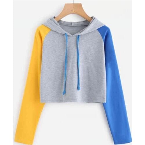 MRMT 2021 Brand New Womens Hoodies Sweatshirts Long Sleeve Color Matching Pullover for Female Short-style Hoodie Sweatshirt