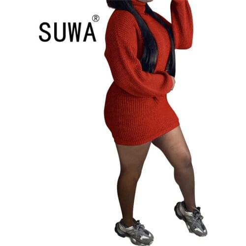 New Product Solid Color Streetwear Women Tunic Long Sleeve Pullover Sweatshirt Top Bodycon Mini Dress Party Club Wear