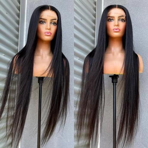 30 32 34Inch Straight 13*6 Lace Front Wig Transparent Human Hair Lace Frontal Wigs Brazilian Soft Straight Human Hair Wigs