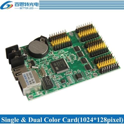 HD-E63 RJ45+USB 4*HUB12 & 2*HUB08 Single color(1024*128 pixels) & Dual color(512*128 pixels) LED display control card