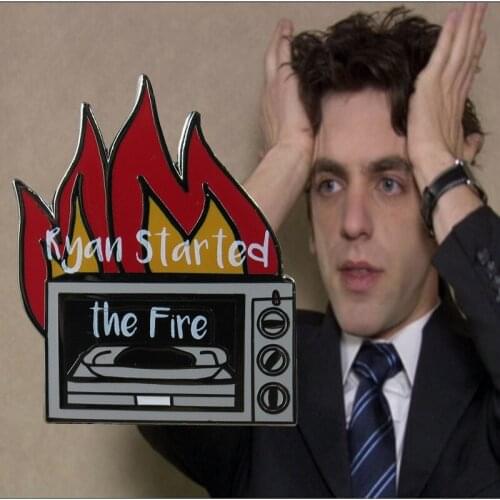 Ryan Started The Fire Enamel Pin Tv Series TheOffice Meme Badge