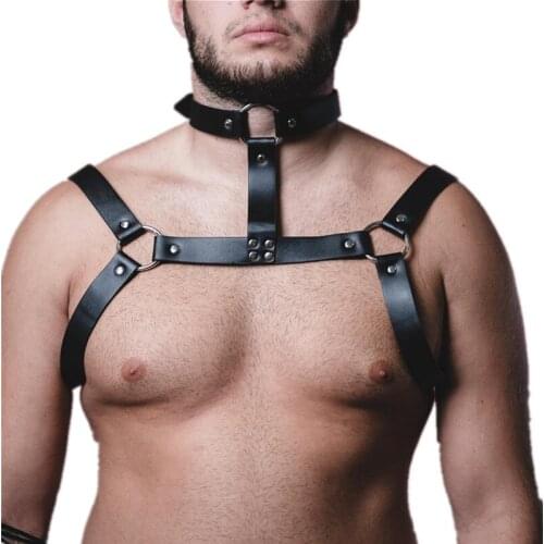 PU Leather Halter Chest Harness Belts Fetish Men Exotic Tops BDSM Body Harness Strap Sexual Gay Bondage Underwear for Adult Sex