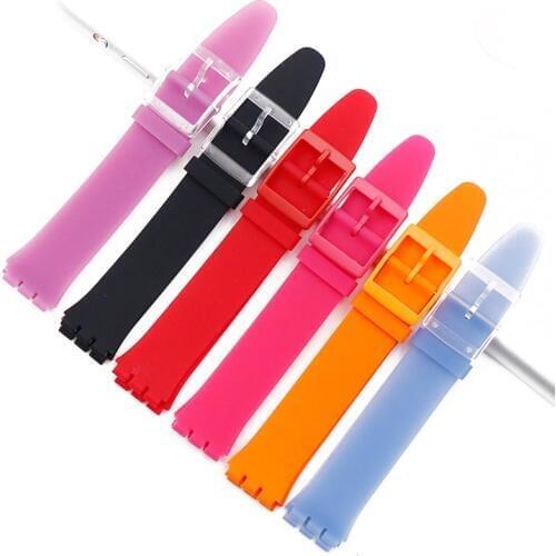Silicone strap womens watch accessories pin buckle 16mm for Swatch SKINSFK30SFK361SFK397SVUB100SVOW100 waterproof watch band