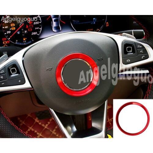 Car Steering Wheel Center Decoration Circle Ring Logo Emblem Sticker Trim Cover Decals for Mercedes Benz 2016-2017 E-class W213