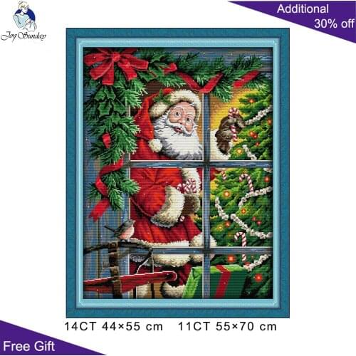 Joy Sunday Santa Claus Home Decoration RA400 14CT 11CT Counted Stamped Christmas Elderly Handcraft Embroidery DIY Cross Stitch