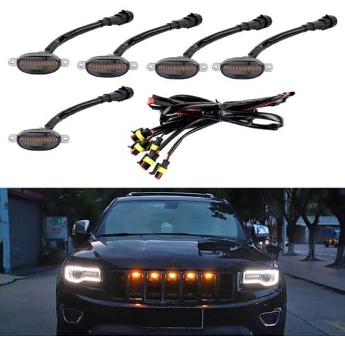 Universal Car Led Grill Light Amber Yellow Lens Auto Front Grill Lights for Pickup Speedmaster RAV4 Tacoma Toyota SUV Jeep