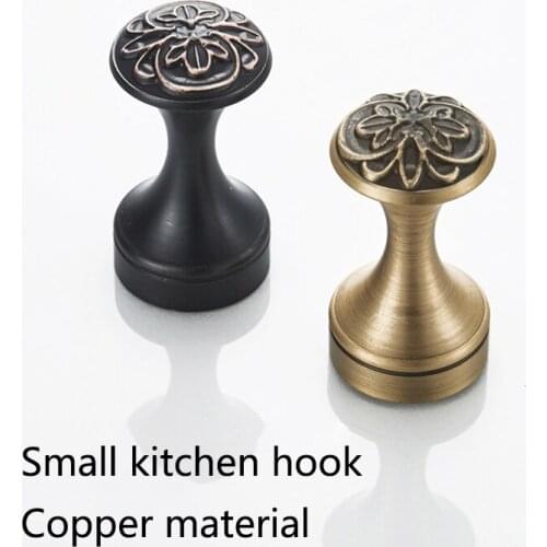 Vintage Coat And Hat Hook With Flower Pattern, Copper Wall Mounted Single Hook Robe Hanger for Bathroom, Closet, Entryway