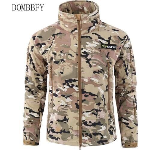 Military Camouflage Fleece Jacket Army Tactical Clothing Multicam Male Camouflage Outerwear Windbreakers Waterproof Hooded Coat