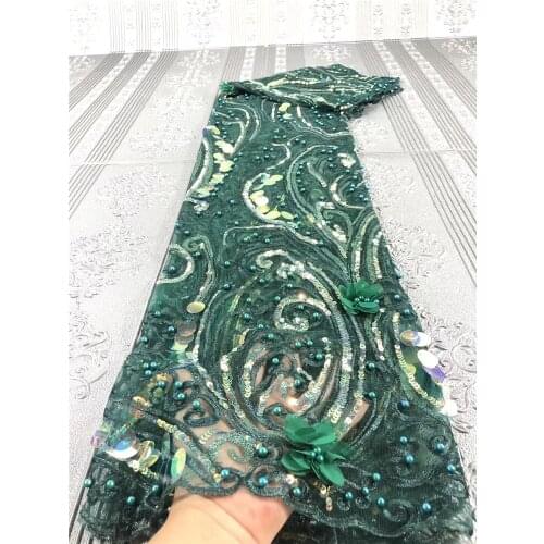 High-quality French tulle lace, 3D three-dimensional appliqués with handmade beads embroidery African lace fabric fashion dress