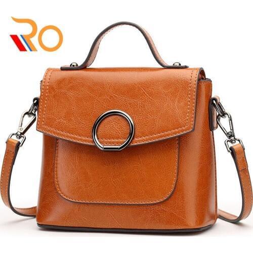 Women Split Leather Handbag Messenger Bag For Female Flap Small Mini Fashion Classic Solid Brown Crossbody Bags Girls Sac A Main