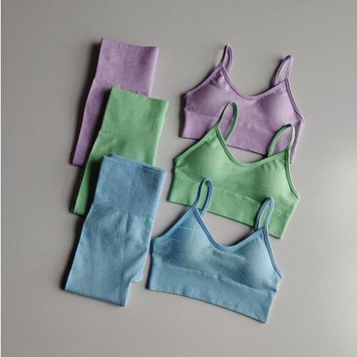 2PCS Seamless Yoga Suits Women Luminous reflection Gym Fitness Clothing High Waist Leggings Bra Yoga Sets Training Sportswear