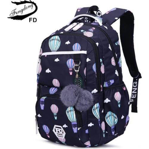 Fengdong 2pcs/set kids school backpack children school bags for girls cute pen pencil bag student stationery case girl book bag