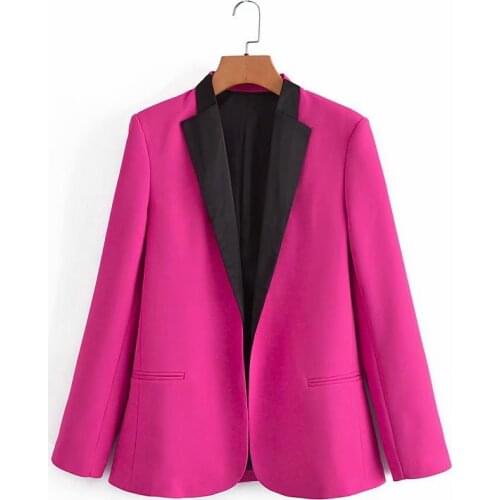 ZXQJ Women 2021 Fashion Office Wear No Deduction Blazer Coat Vintage Long Sleeve Welt Pockets Female Outerwear Chic Suit Coat