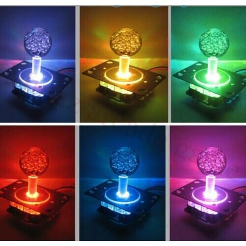 12V LED Arcade Joystick Colorful Illuminated Joystick Switchable from 4 to 8 Way Operation for Arcade Game