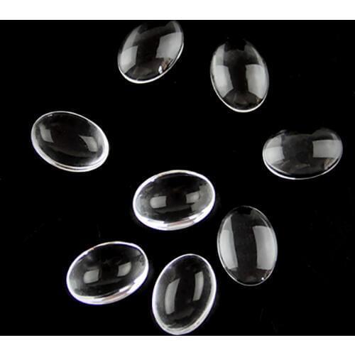 20*30mm Oval Shape 20Pcs Transparent Flat Clear Domed Magnifying Glass Cabochon Inserts Tray Pendants Cover DIY Crafts