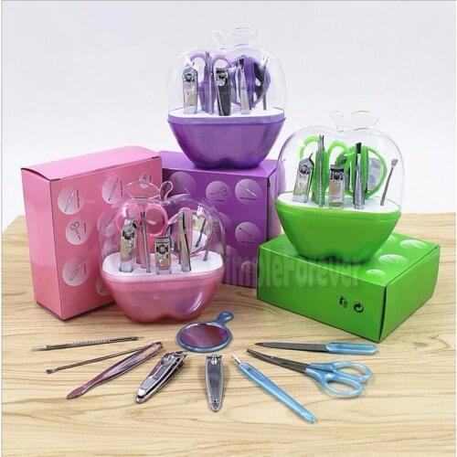 50sets Apple Shape Manicure Set Nail Care Tools + Stainless Steel Nail Clippers Beauty Tools Perfcet for Gifts