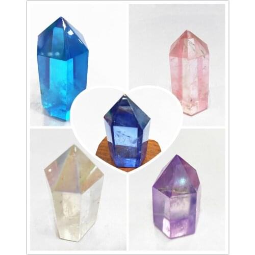 60g Beautiful quartz point Titanium crystal wand Treated aura angel quartz point Love Gift Eliminate negative energy