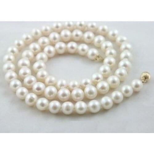 7-8MM White Akoya Pearl Necklace AAA 17"
