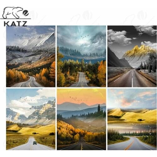 The Landscape On The Highway Diamond Painting Tourism Embroidery Crossing Diy Mosaic Art Cross Stitch Handmade Home Decoration