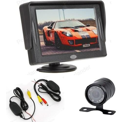 Wireless 4.3 Inch TFT LCD Display car Monitor + 9 IR LED Night Vision Rear view Camera + Video Transmitter & Receiver Kit