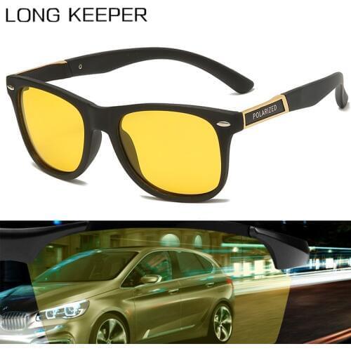 Classic Mens Polarized TR90 Sunglasses Men Yellow Lens Driving Night Vision Eyewear for Driver UV400 Protection High Quality