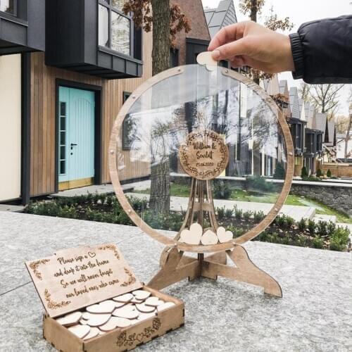 Custom transparent heart Alternative Wedding Guest Book, custom Alternative Wood Wedding Decor - Guest Book Sign - GuestBook