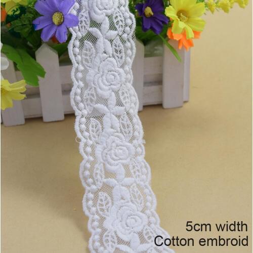5cm width Cotton embroid lace sewing ribbon guipure lace fabric trim warp knitting DIY Garment Accessories african lace#3067