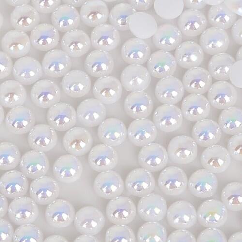 3/4/5/6/8/10/12/14mm White Color Craft ABS Imitation Pearls Half Round Flatback Pearls Resin Scrapbook Beads Decorate Diy