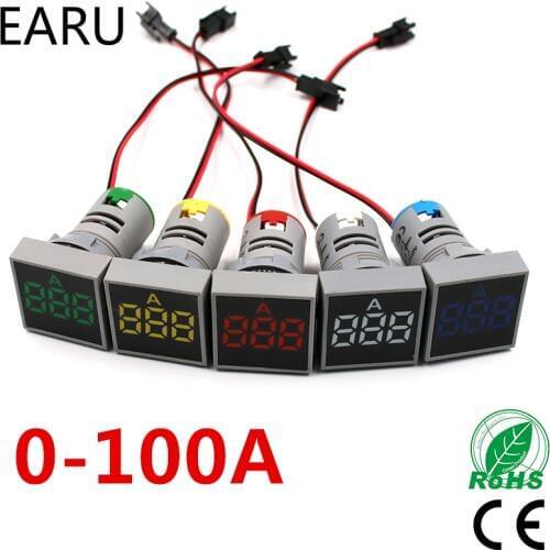 22MM AC20-500V 0-100A Digital LED Voltmeter Voltage Meter Indicator Pilot Light Ammeter Ampermeter Current Tester Gauge Auto Car