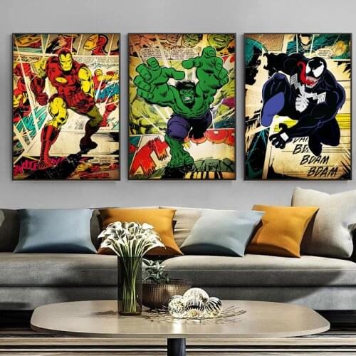 Marvel Spiderman Poster Superhero Canva Painting Watercolor Print Anime Picture Art Wall Decor Prints Boy Living Room Home Decor
