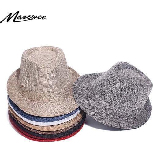 Classic Solid Color Mesh Fedora Hats For Gentleman Jazz Church Cap Women Fedoras Autumn Summer Outdoor Wide Brim Top Men Dad Hat