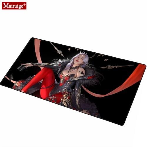 LED Mousepad RGB Glow XXL Large Anime Character RPG Simple Girl Black and Red Mouse Pad 900x400mm Desk Pad Custom Mouse Carpet