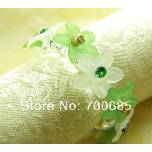 Crystal green flower napkin ring, napkin holder