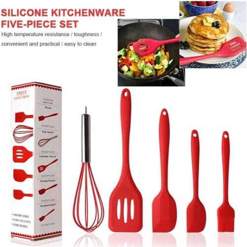 Red Egg Beater Food Grade Spatula Practical Spoon Cookware Set Leakage Shovel Silicone Kitchen Utensils Ladle Durable