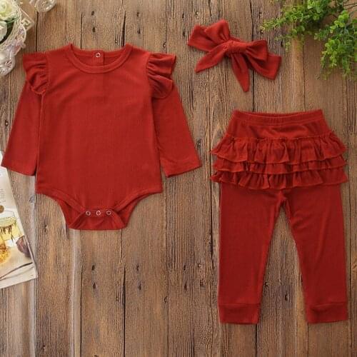 Lovely Kids Baby Girl Suits 3PCS Newborn Infant Baby Girls Clothes Playsuit Romper Pants Outfit Set