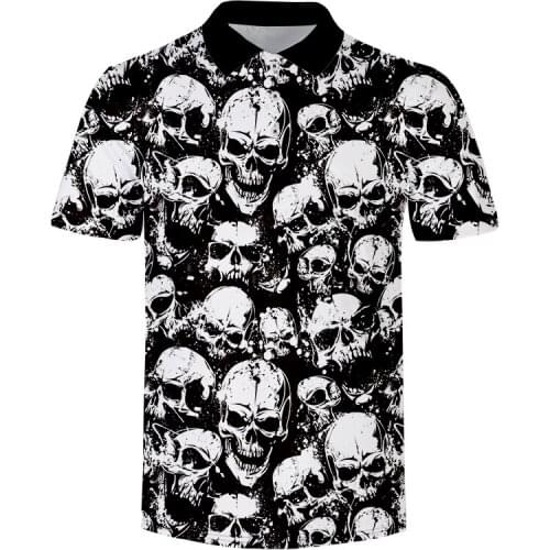 LCFA Summer Mens Polos Shirts Fashion Men Skull Punk Funny Short Sleeve Polos Shirts Male Print Tops Tees Para Hombre Clothing