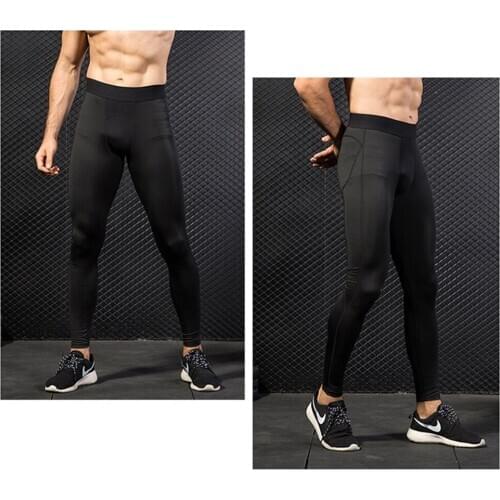 Mens Pro Sports Trousers Tight Training Fitness Running Mesh Stitching Quick-Drying Stretch Male Leggings Pants Apparel