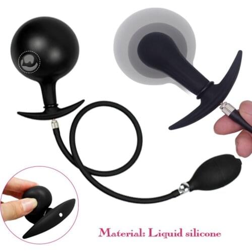 Inflatable Huge Anal Butt Plug Built-in Steel Ball Women Vaginal Anal Dilator Expandable Silicone Men Prostate Massager Sex Toys