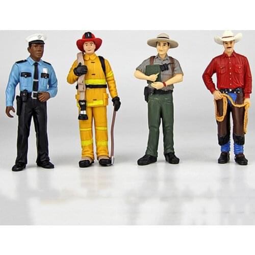 Original 1/18 Car Model Doll Police Cowboy Fireman Ranger Static Resin Decoration Sand Table Collection Display Gift