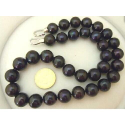 WHOLESALE 10-11MM NATURAL SOUTH SEA GENUINE ROUND BLACK PEARL NECKLACE 18" 36"