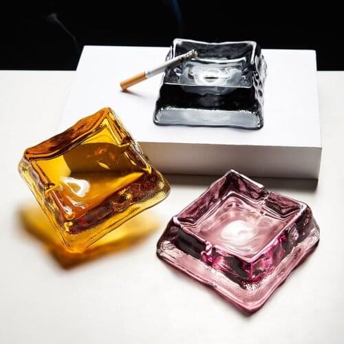 Nordic Crystal Glass Ashtray Living Room Large Capacity Light Luxury Cigar Ashtray Home Decoration Office Smoking Accessories