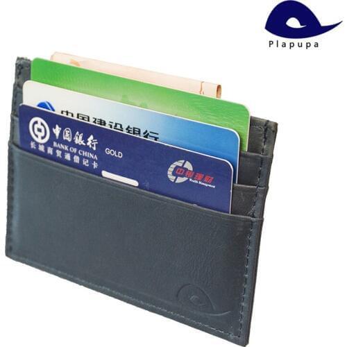 Plapupa Vintage Cow Leather Business Credit Card Holder with 7 pockets id card slots